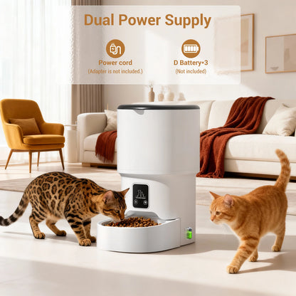 Automatic Pet Feeder 4L - Programmable Timer with 6 Meals Daily for Cats & Dogs