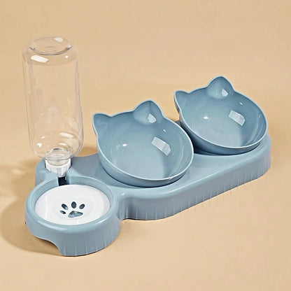 3 in 1 Cat Feeder Automatic Water Dispenser Double Bowl Pet Bowl for Small Dogs Cats Pet Food Container Cat Accessories