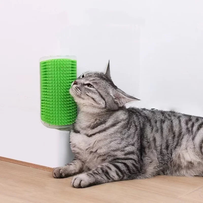 Cat Corner Grooming Brush - Self-Cleaning Wall Mounted Massage Comb