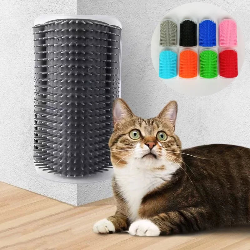 Cat Corner Grooming Brush - Self-Cleaning Wall Mounted Massage Comb