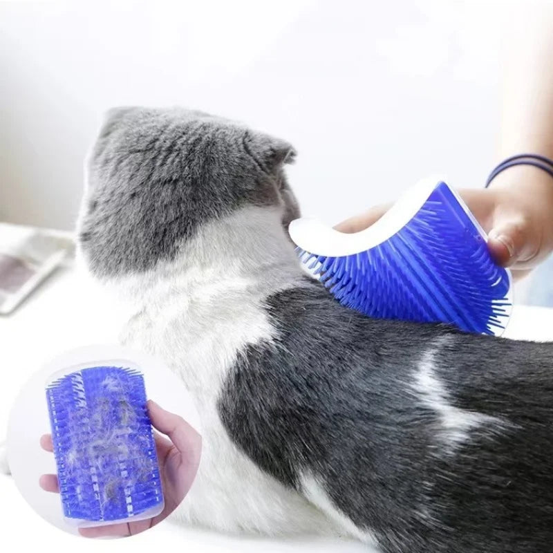 Cat Corner Grooming Brush - Self-Cleaning Wall Mounted Massage Comb