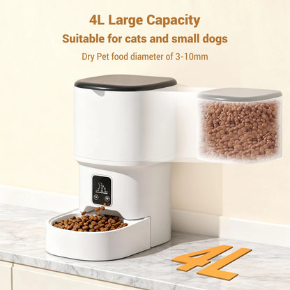 Automatic Pet Feeder 4L - Programmable Timer with 6 Meals Daily for Cats & Dogs