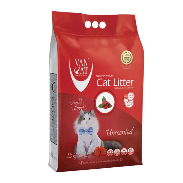 Van Cat White Bentonite Clumping Cat Litter Unscented 15kg